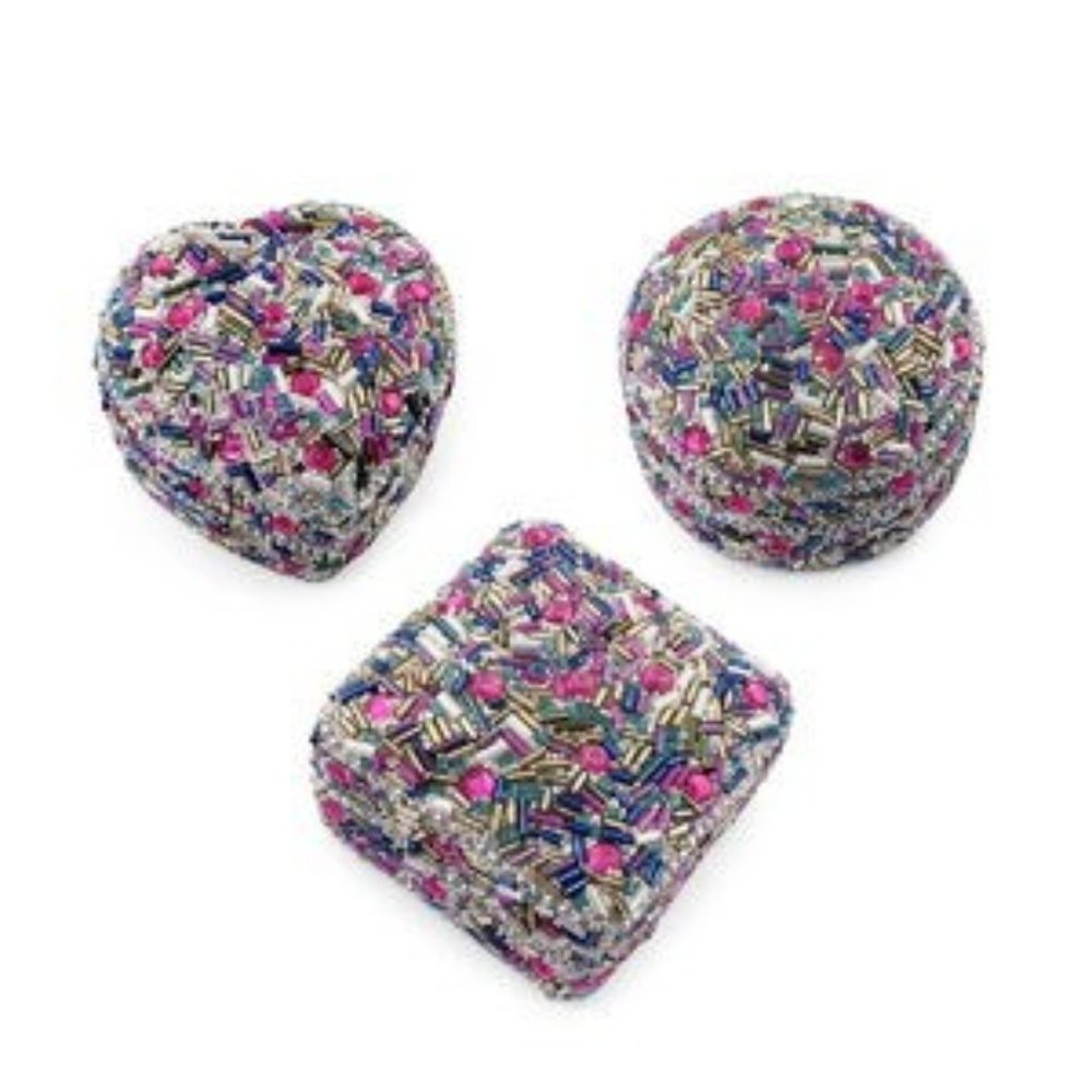 Handcrafted Set(3) Beaded Mini Storage Boxes